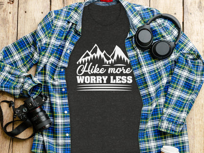 Hike More Worry Less Mountain Graphic Adventure T-Shirt T-Shirt - Outdoor & Adventure Collection - Mile Marker 16 Gear by Cloud 16 Clothing Co.