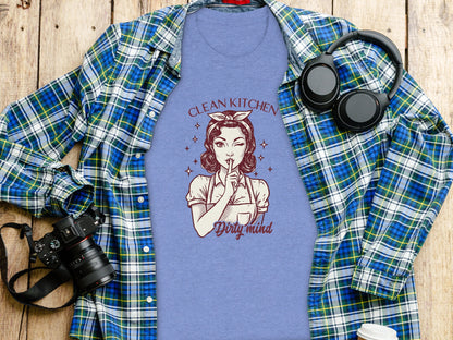 Clean Kitchen Dirty Mind Graphic Retro Style T-shirt
