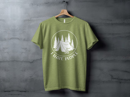 I Hate People Camping Tent Trees Graphic Illustration T-Shirt T-Shirt - Outdoor & Adventure Collection - Mile Marker 16 Gear by Cloud 16 Clothing Co.