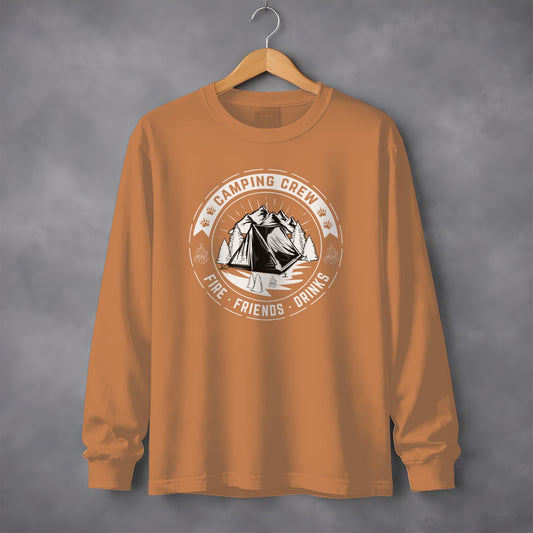 Camping Crew Fire Friends Drinks Long Sleeve Shirt