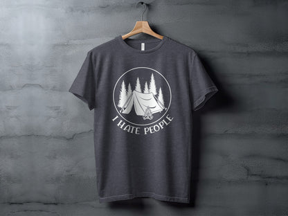 I Hate People Camping Tent Trees Graphic Illustration T-Shirt T-Shirt - Outdoor & Adventure Collection - Mile Marker 16 Gear by Cloud 16 Clothing Co.