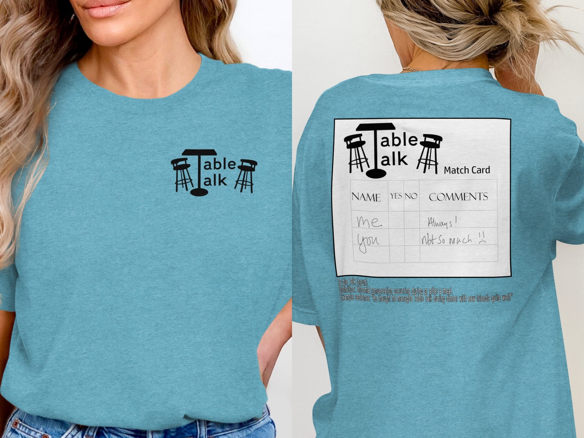Table Talk Printed T-shirt with Match Card Design