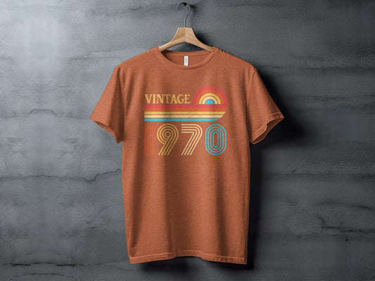 Vintage 1970 Graphic Tee with Rainbow Design Shirt