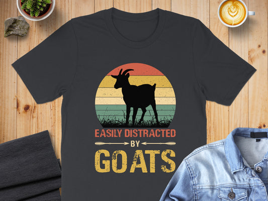 Easily Distracted By Goats Graphic T-Shirt for Goat Lovers