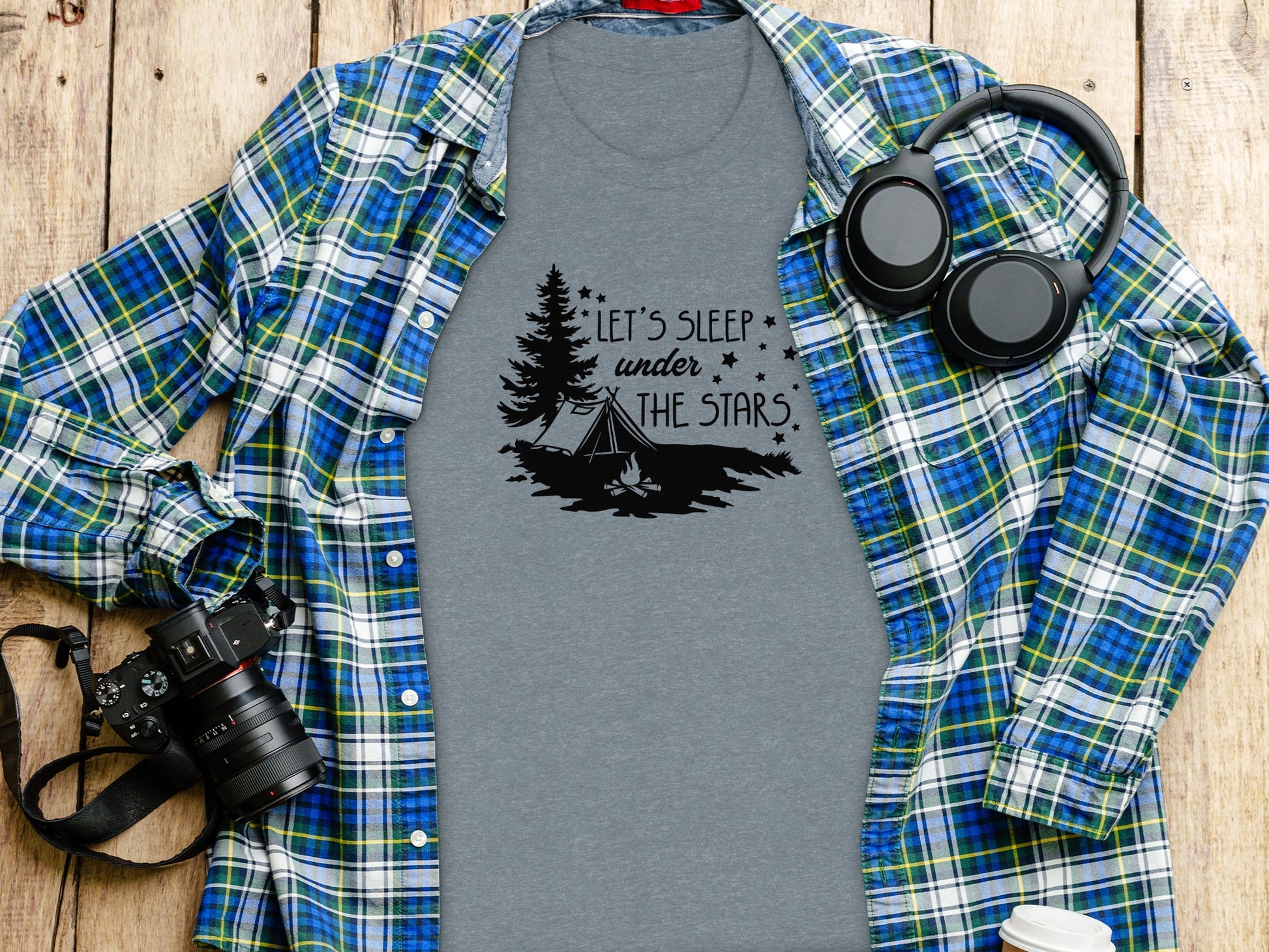 Let's Sleep Under The Stars Adventure Camping T-Shirt T-Shirt - Outdoor & Adventure Collection - Mile Marker 16 Gear by Cloud 16 Clothing Co.