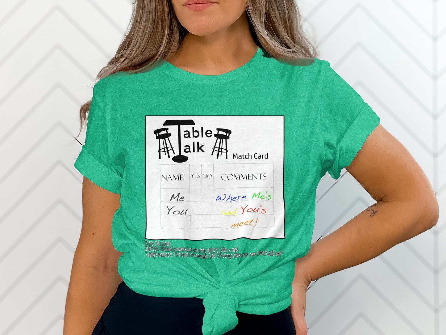 Table Talk Match Card Graphic Tee Perfect for Conversations