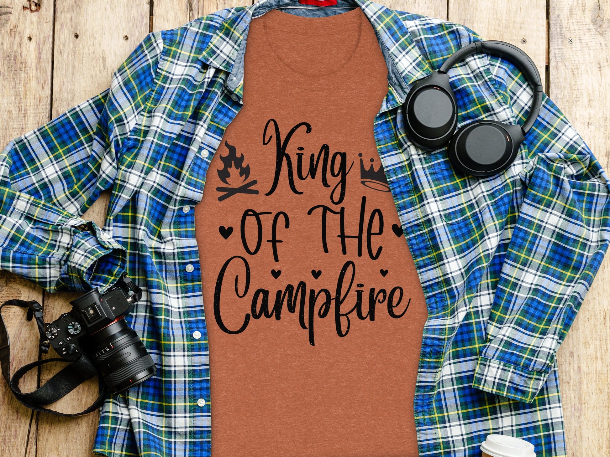 King Of The Campfire With Campfire and Crown T-Shirt T-Shirt - Outdoor & Adventure Collection - Mile Marker 16 Gear by Cloud 16 Clothing Co.