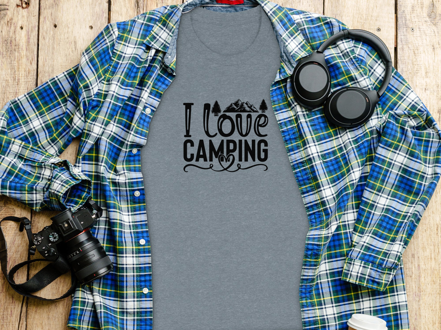 I Love Camping With Heart Graphic Novelty Camping T-Shirt T-Shirt - Outdoor & Adventure Collection - Mile Marker 16 Gear by Cloud 16 Clothing Co.