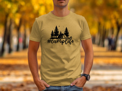 Hashtag Camplife Text Design With Camping Tent T-Shirt T-Shirt - Outdoor & Adventure Collection - Mile Marker 16 Gear by Cloud 16 Clothing Co.