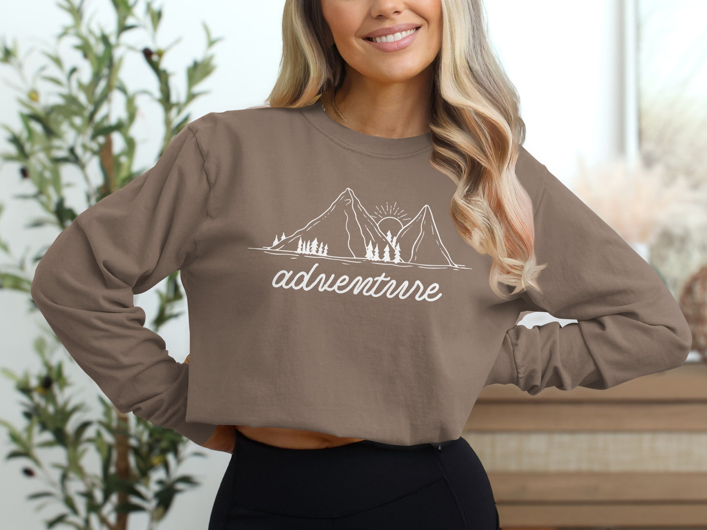 Adventure Awaits Mountains and Sunshine Graphic Long Sleeve T-Shirt Long Sleeve Tee - Outdoor & Adventure Collection - Mile Marker 16 Gear by Cloud 16 Clothing Co.