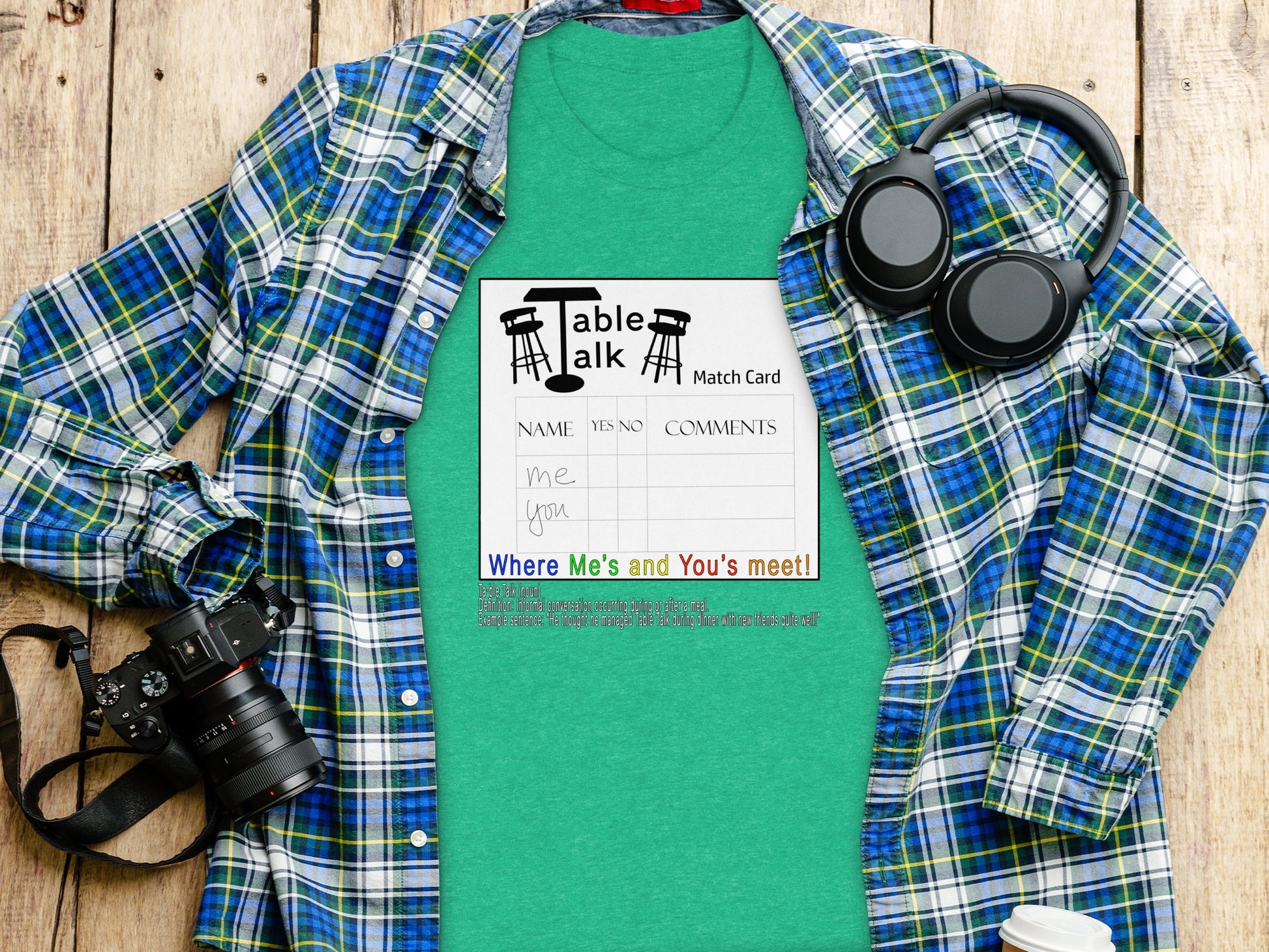 Fun Table Talk Match Card T-Shirt for Socializing