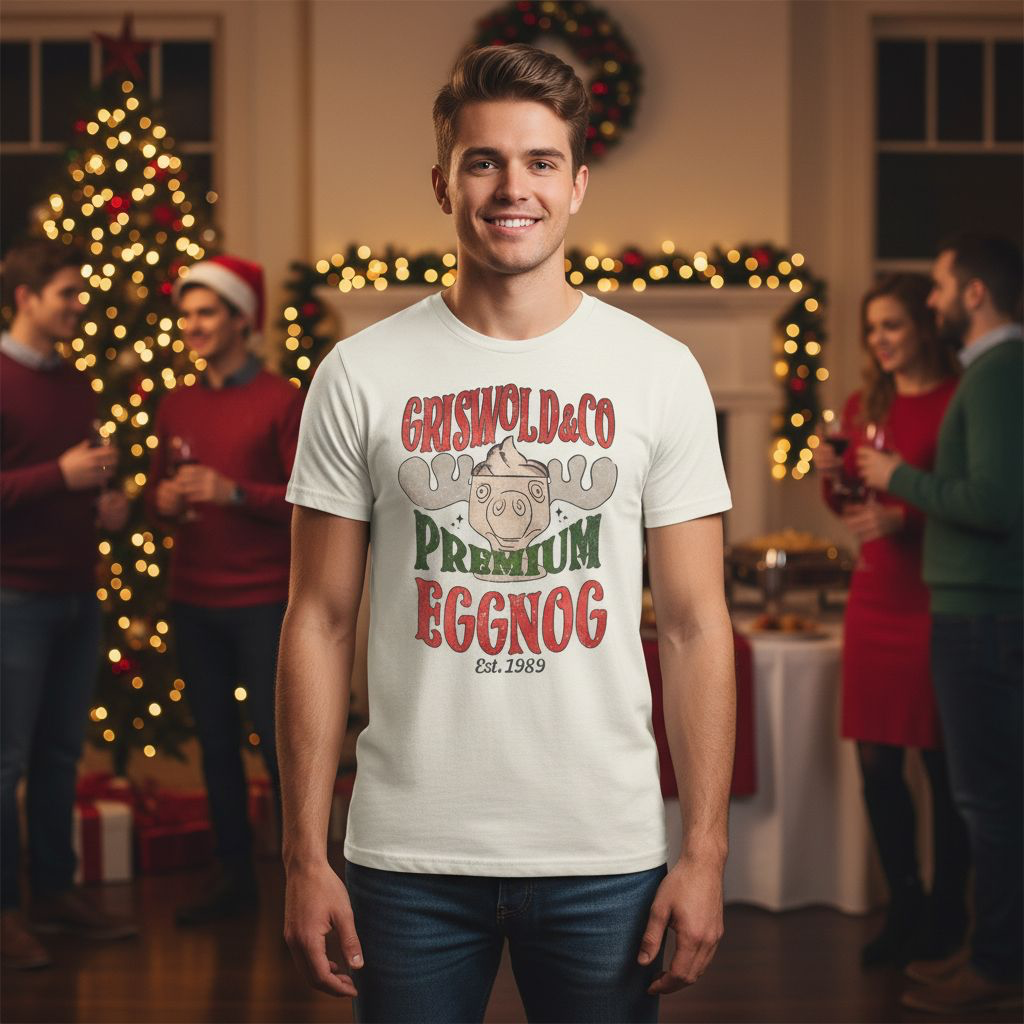 Griswold & Co. Premium Eggnog Christmas T-Shirt - Vintage Holiday Graphic Tee