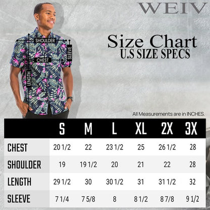 Hawaiian Print Button Down Shirt - Short Sleeve Resort Wear - Button Down - Curated Provisions by Cloud 16 Clothing Co.