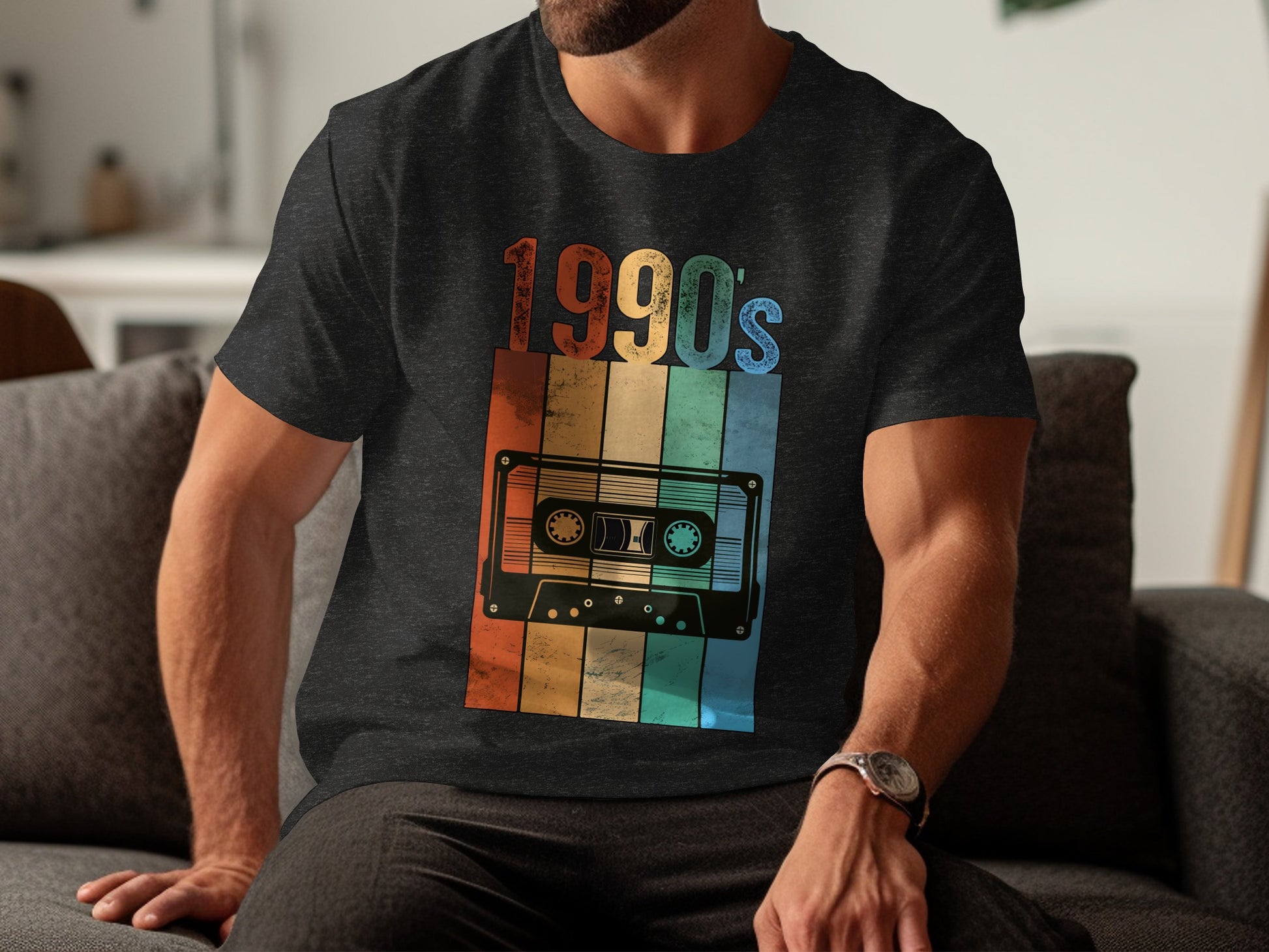 Vintage 1990s Cassette Tape Graphic T-Shirt for Nostalgic Fans