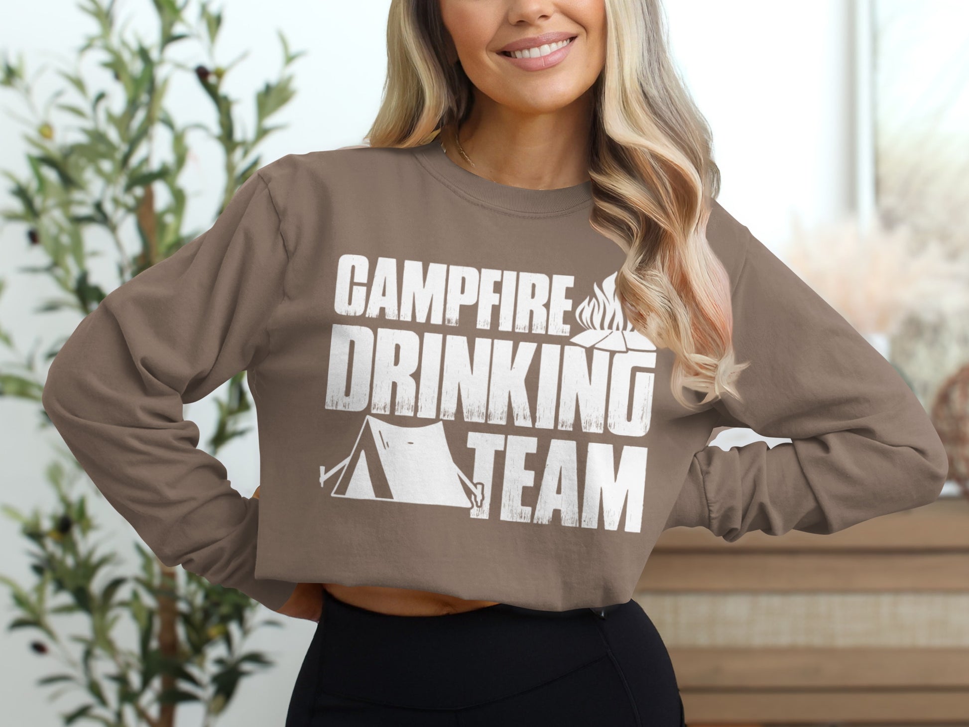 Campfire Drinking Team Graphic Long Sleeve Shirt