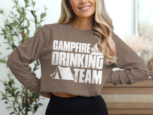Campfire Drinking Team Graphic Long Sleeve Shirt