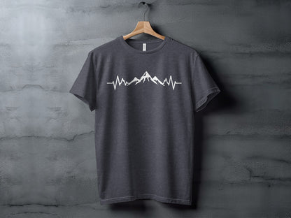 Mountain Heartbeat Line Illustration Graphic Design T-Shirt T-Shirt - Outdoor & Adventure Collection - Mile Marker 16 Gear by Cloud 16 Clothing Co.