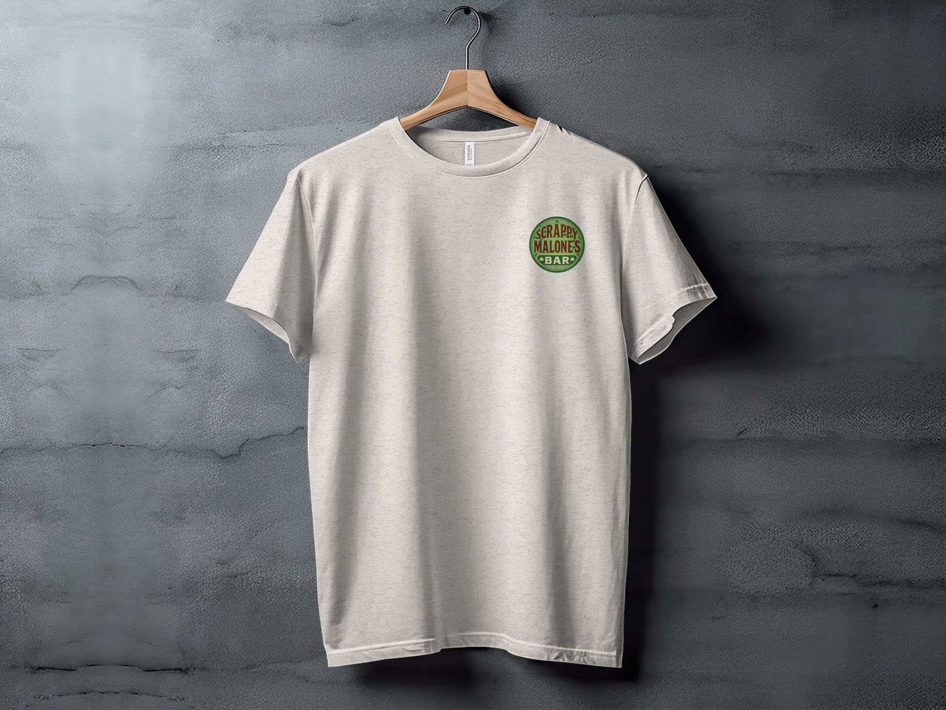 Scrappy Malone's Bar, St Patricks Day, Irish Bar, Shamrock, Retro Pub Sign, Custom Design T-Shirt - Scrappy Malone's Bar 100-Proof Humor - Cloud 16 Clothing Co.