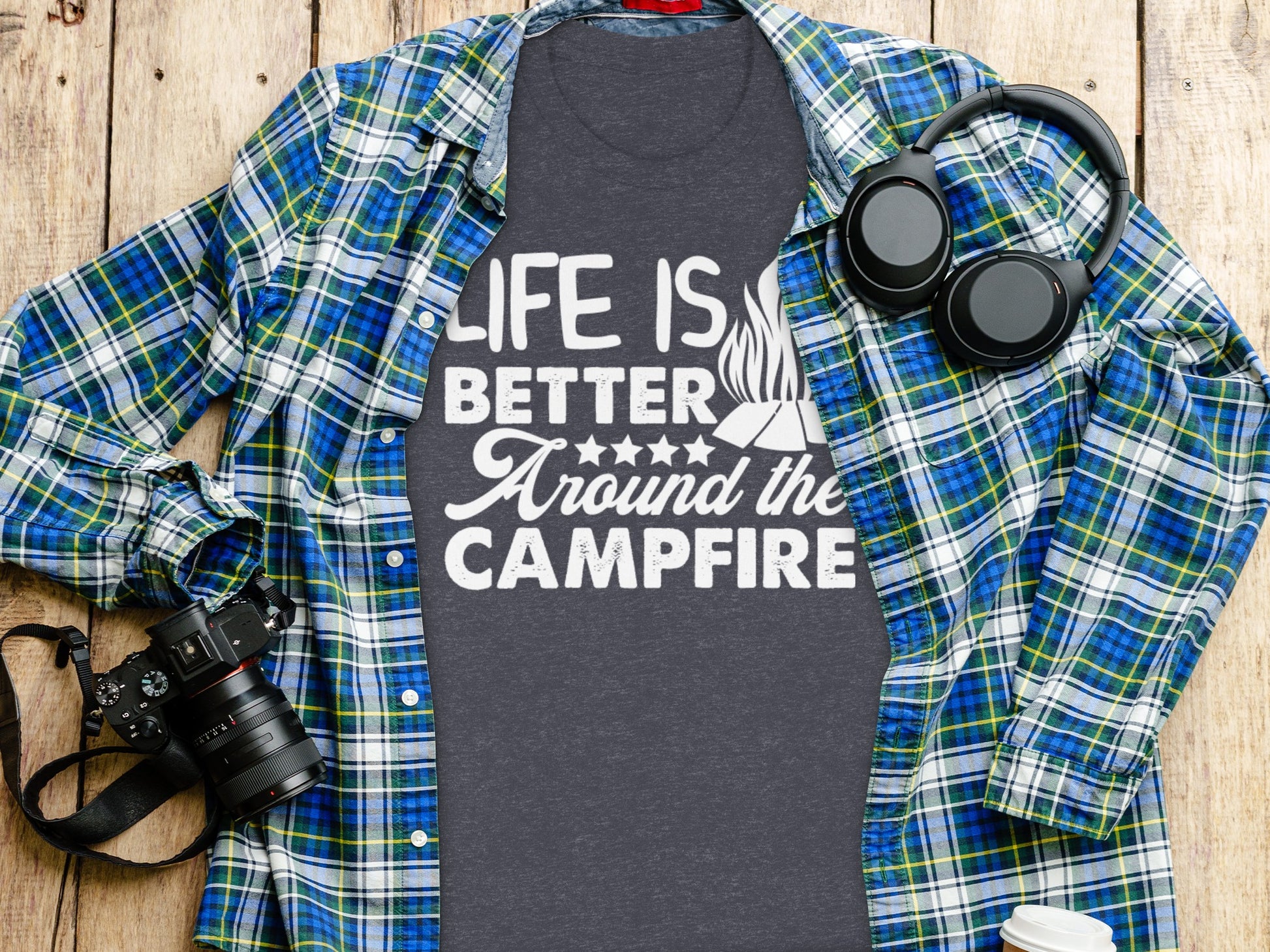 Life Is Better Around The Campfire Graphic Print T-Shirt T-Shirt - Outdoor & Adventure Collection - Mile Marker 16 Gear by Cloud 16 Clothing Co.