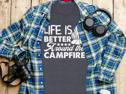 Life Is Better Around The Campfire Graphic Print T-Shirt T-Shirt - Outdoor & Adventure Collection - Mile Marker 16 Gear by Cloud 16 Clothing Co.