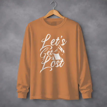 Lets Get Lost Camp Tent Design on Adventure Long Sleeve T-Shirt Long Sleeve Tee - Outdoor & Adventure Collection - Mile Marker 16 Gear by Cloud 16 Clothing Co.