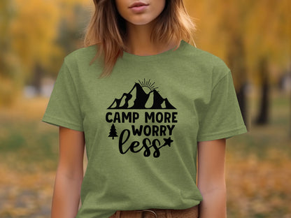 Camp More Worry Less Adventure Outdoors Lifestyle T-Shirt T-Shirt - Outdoor & Adventure Collection - Mile Marker 16 Gear by Cloud 16 Clothing Co.