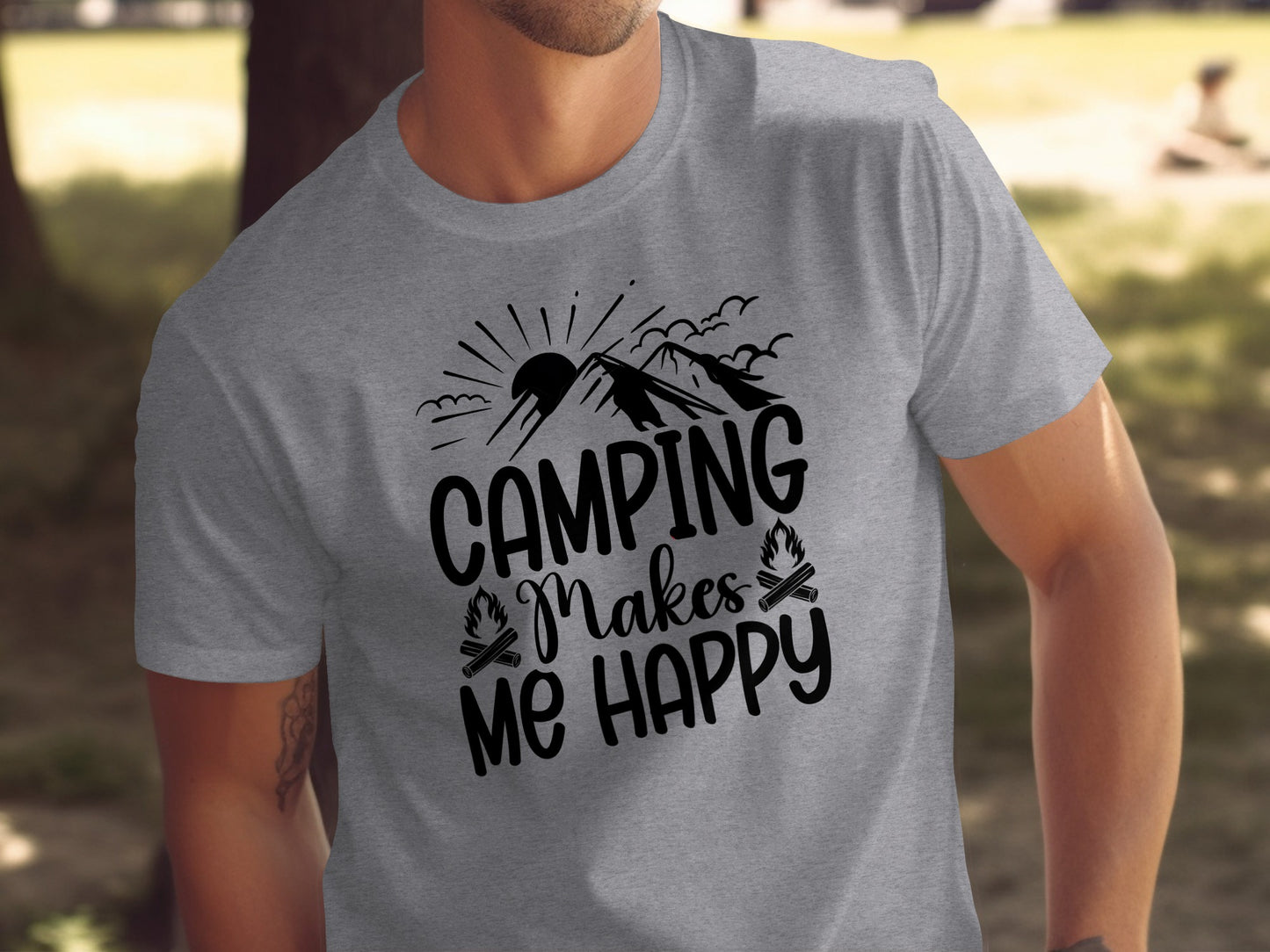 Camping Makes Me Happy Outdoor Adventure Graphic T-Shirt T-Shirt - Outdoor & Adventure Collection - Mile Marker 16 Gear by Cloud 16 Clothing Co.