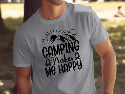Camping Makes Me Happy Outdoor Adventure Graphic T-Shirt T-Shirt - Outdoor & Adventure Collection - Mile Marker 16 Gear by Cloud 16 Clothing Co.