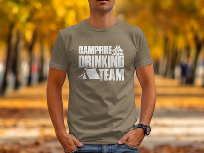 Campfire Drinking Team Tent Design Camping Adventure T-Shirt T-Shirt - Outdoor & Adventure Collection - Mile Marker 16 Gear by Cloud 16 Clothing Co.