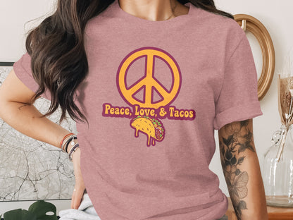 Peace Love and Tacos Graphic Tee for Casual Wear