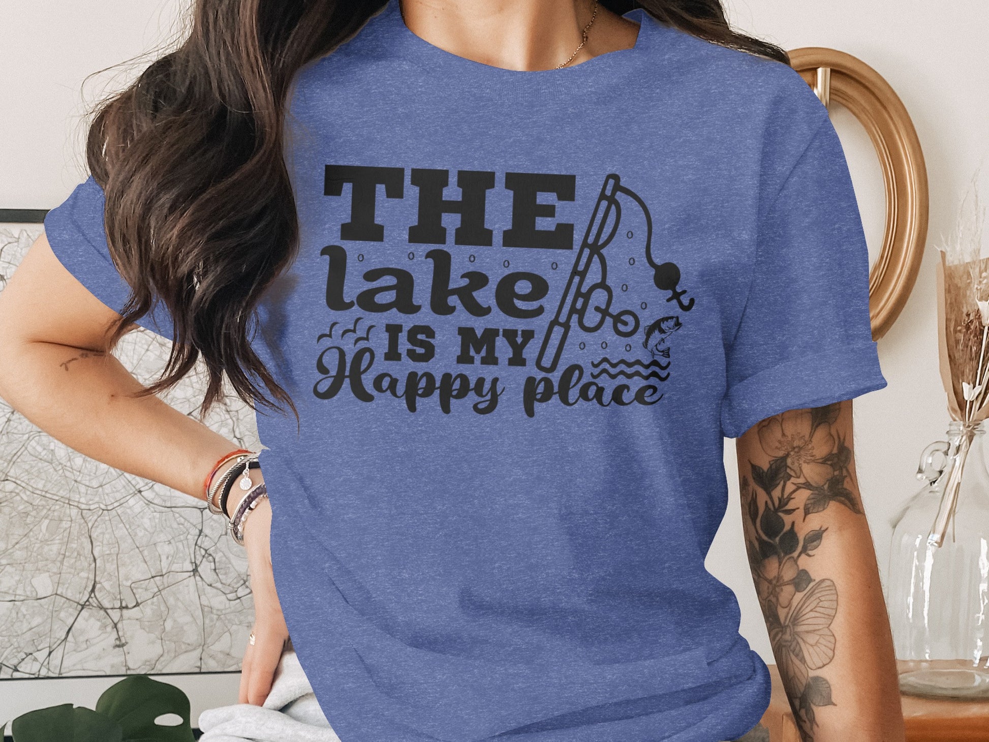 The Lake Is My Happy Place Fishing Illustration T-Shirt T-Shirt - Outdoor & Adventure Collection - Mile Marker 16 Gear by Cloud 16 Clothing Co.