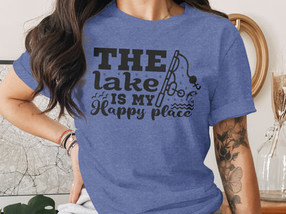 The Lake Is My Happy Place Fishing Illustration T-Shirt T-Shirt - Outdoor & Adventure Collection - Mile Marker 16 Gear by Cloud 16 Clothing Co.
