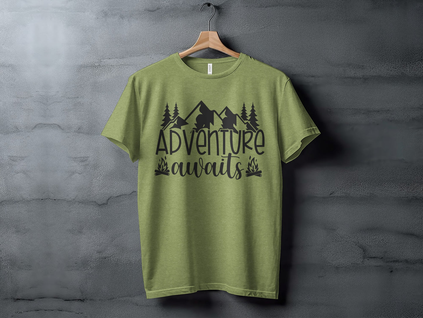 Adventure Awaits with Mountains and Campfires T-Shirt T-Shirt - Outdoor & Adventure Collection - Mile Marker 16 Gear by Cloud 16 Clothing Co.