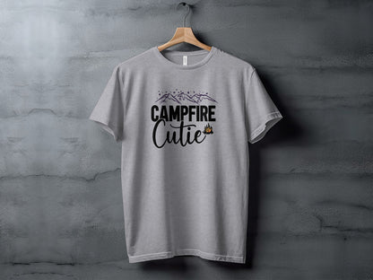 Campfire Cutie with Mountain Print Graphic Novelty T-Shirt T-Shirt - Outdoor & Adventure Collection - Mile Marker 16 Gear by Cloud 16 Clothing Co.