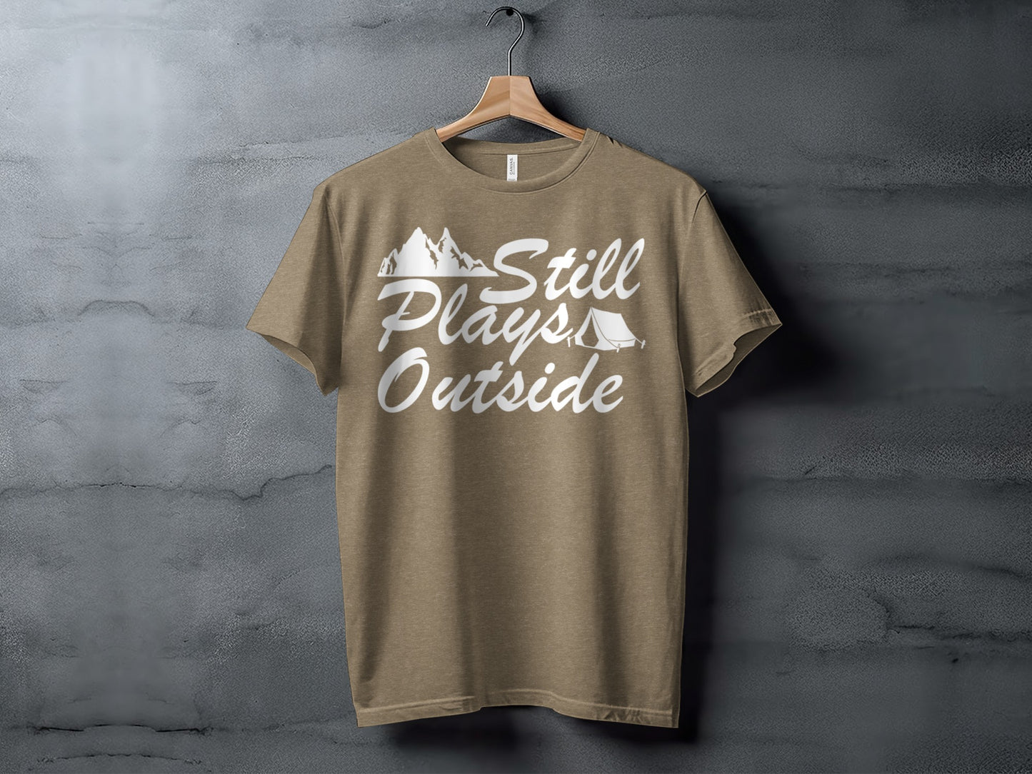 Still Plays Outside With Mountain Tent Graphic T-Shirt T-Shirt - Outdoor & Adventure Collection - Mile Marker 16 Gear by Cloud 16 Clothing Co.