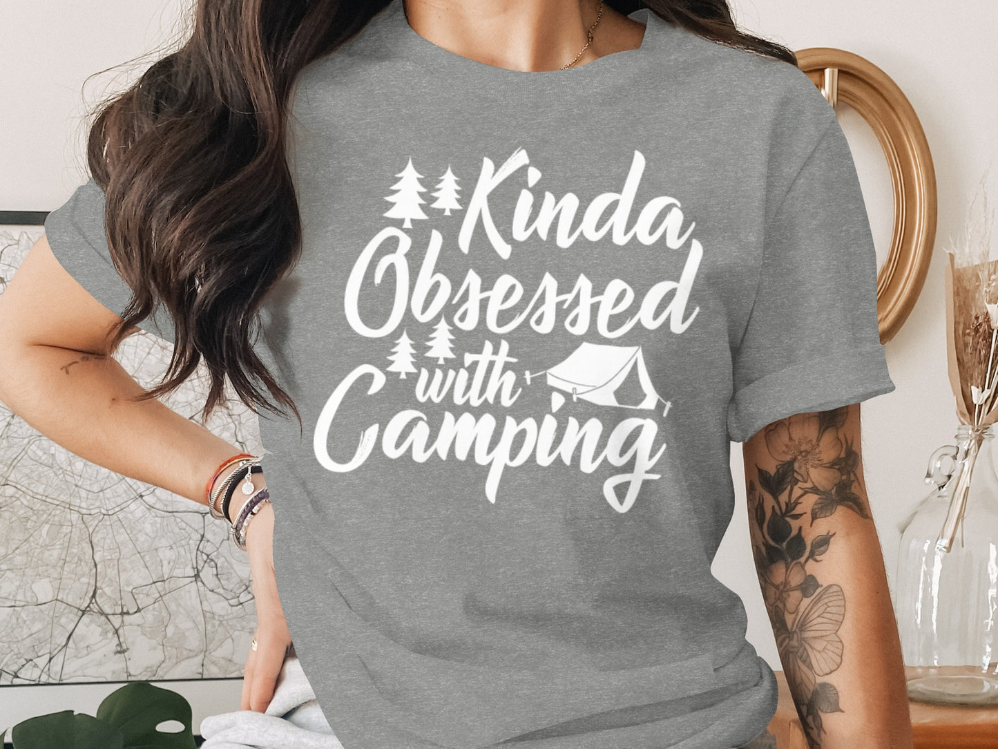 Kinda Obsessed With Camping Graphic Design T-Shirt T-Shirt - Outdoor & Adventure Collection - Mile Marker 16 Gear by Cloud 16 Clothing Co.