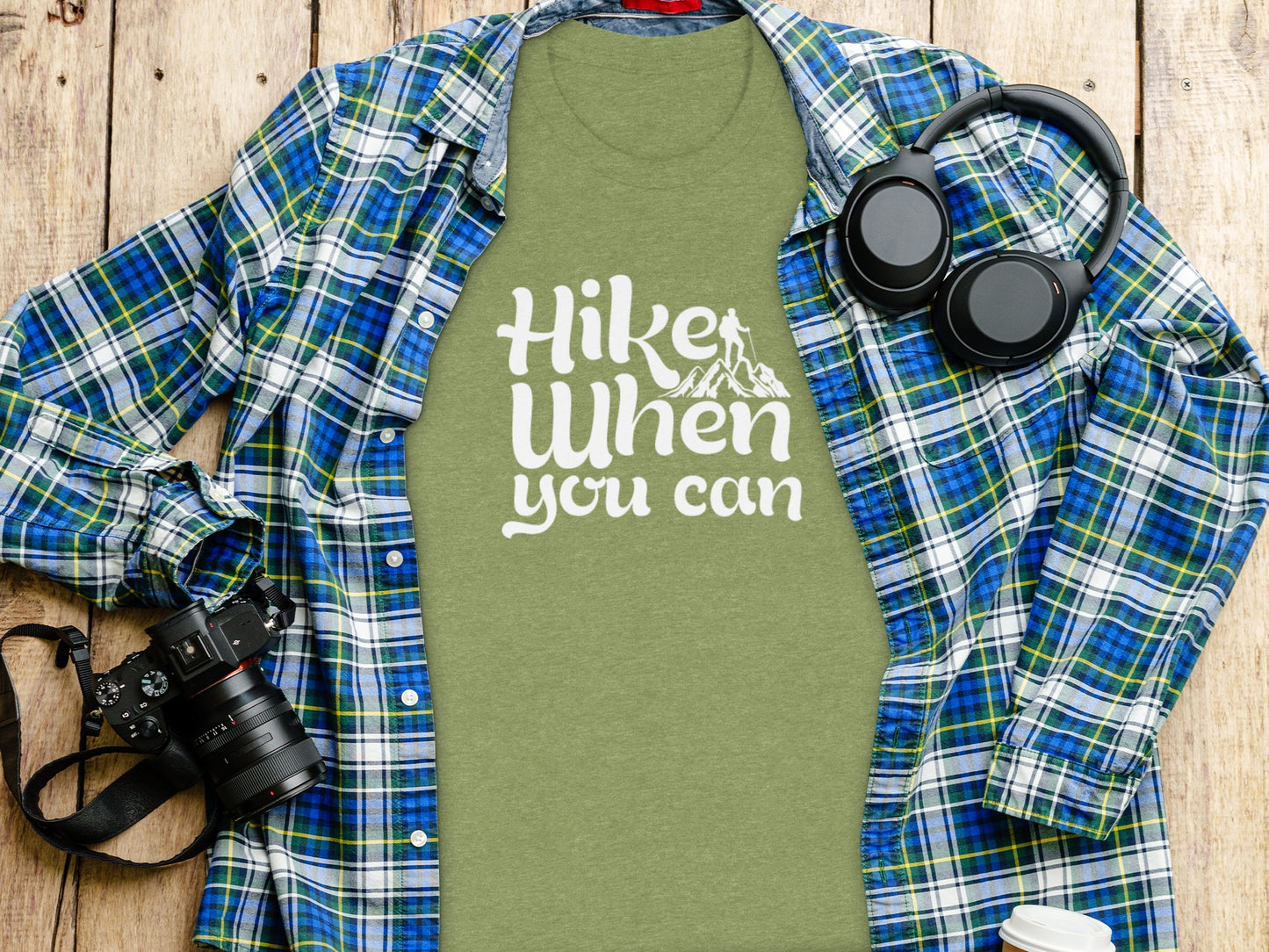 Hike When You Can Outdoor Adventure Design for Hiking T-Shirt T-Shirt - Outdoor & Adventure Collection - Mile Marker 16 Gear by Cloud 16 Clothing Co.
