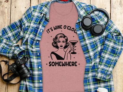 It's Wine O'Clock Somewhere Graphic T-shirt Product