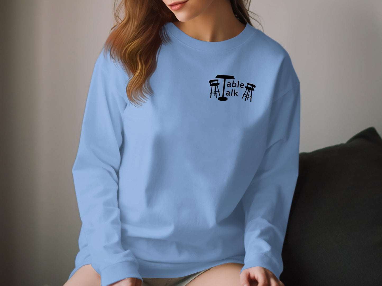 Comfortable Blue Table Talk Graphic Sweatshirt