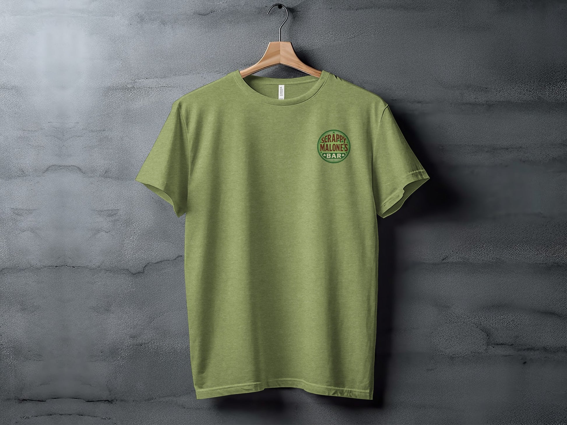 Scrappy Malone's Bar, Irish Pub, Shamrock, Round, Green, Vintage T-Shirt - Scrappy Malone's Bar 100-Proof Humor - Cloud 16 Clothing Co.