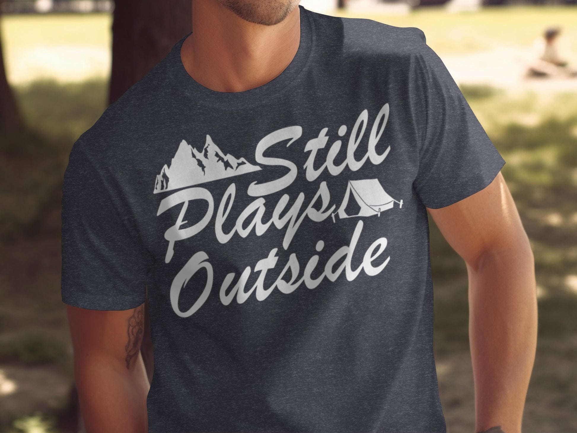 Still Plays Outside With Mountain Tent Graphic T-Shirt T-Shirt - Outdoor & Adventure Collection - Mile Marker 16 Gear by Cloud 16 Clothing Co.