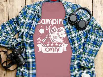 Camping Vibes Stars Only With Tent Graphic Long Sleeve T-Shirt Long Sleeve Tee - Outdoor & Adventure Collection - Mile Marker 16 Gear by Cloud 16 Clothing Co.