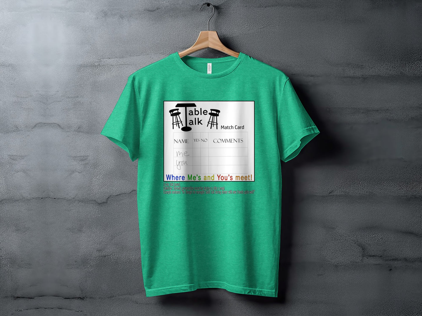 Table Talk Match Card Design Graphic Tee Shirt