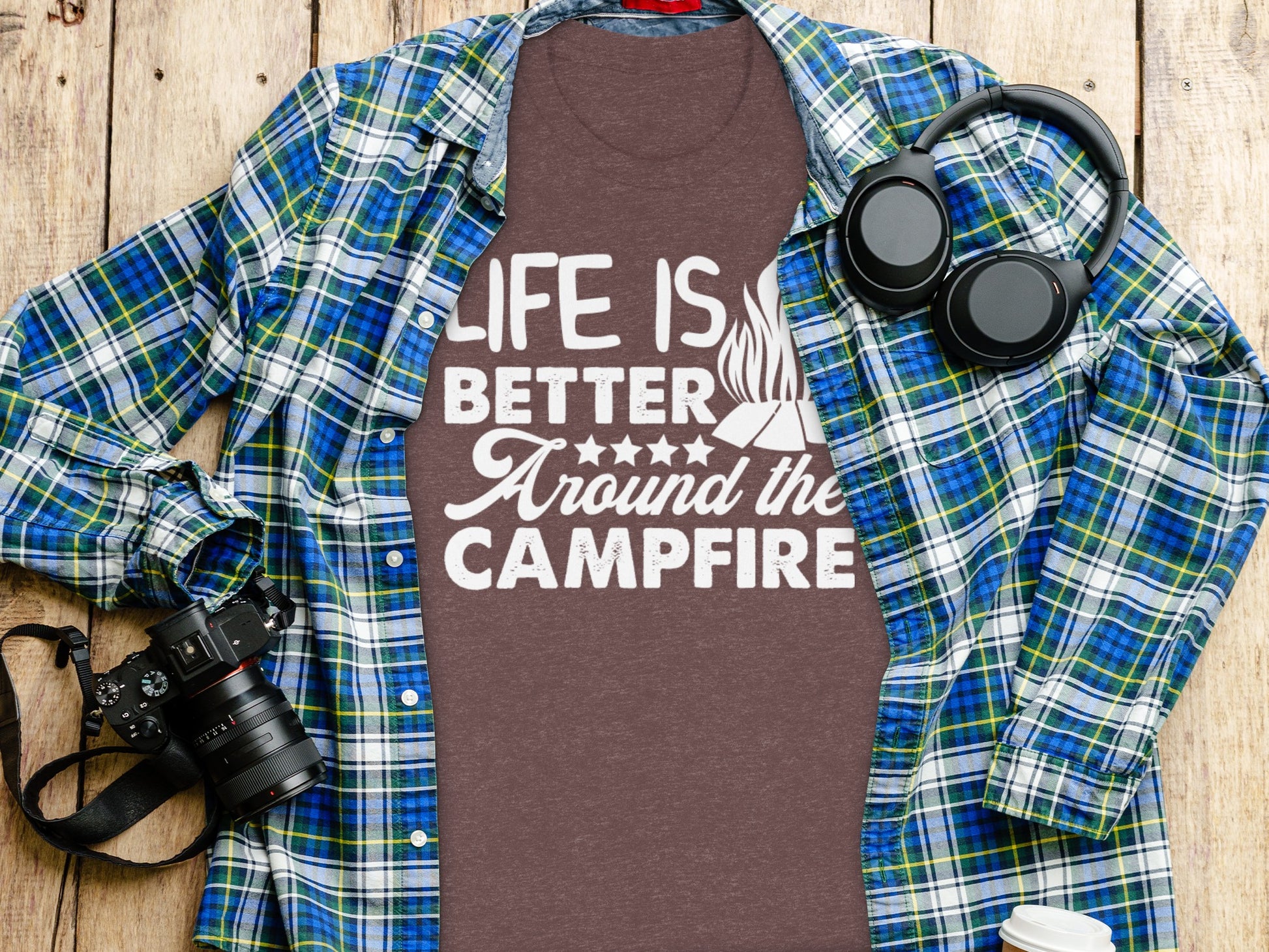 Life Is Better Around The Campfire Graphic Print T-Shirt T-Shirt - Outdoor & Adventure Collection - Mile Marker 16 Gear by Cloud 16 Clothing Co.