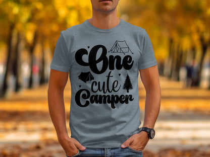One Cute Camper Tent and Pine Tree Camping Design T-Shirt T-Shirt - Outdoor & Adventure Collection - Mile Marker 16 Gear by Cloud 16 Clothing Co.