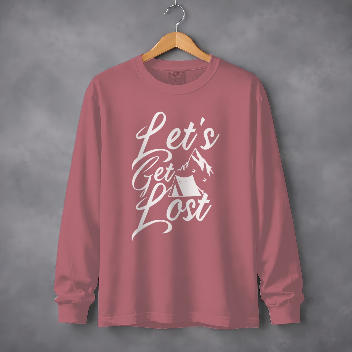 Lets Get Lost Camp Tent Design on Adventure Long Sleeve T-Shirt Long Sleeve Tee - Outdoor & Adventure Collection - Mile Marker 16 Gear by Cloud 16 Clothing Co.