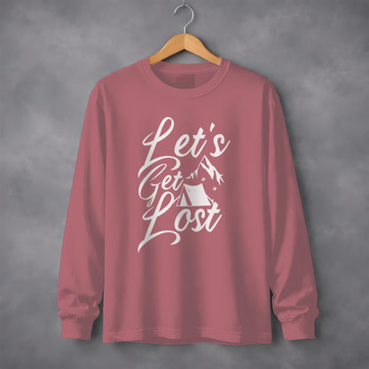 Lets Get Lost Camp Tent Design on Adventure Long Sleeve T-Shirt Long Sleeve Tee - Outdoor & Adventure Collection - Mile Marker 16 Gear by Cloud 16 Clothing Co.