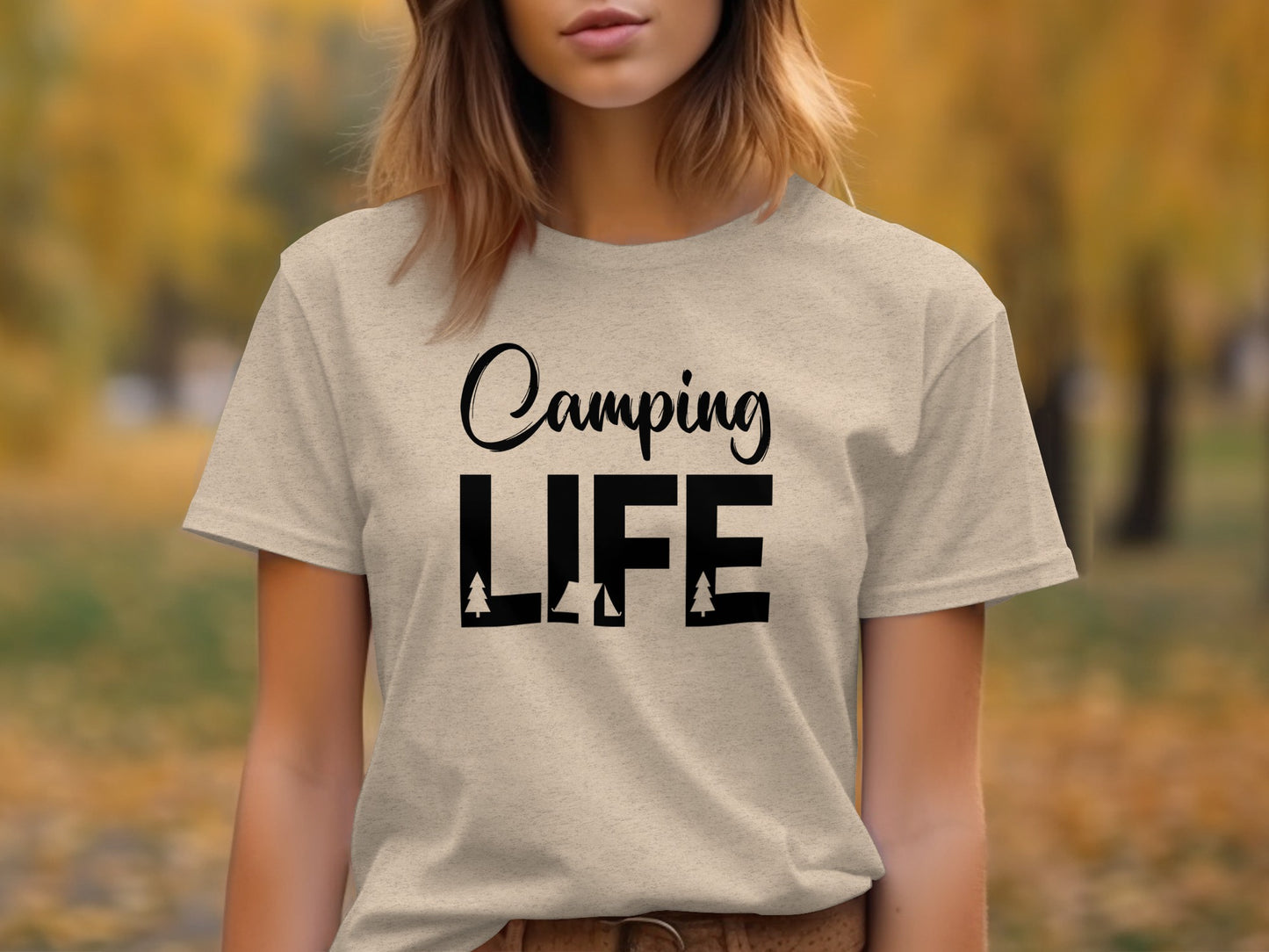Camping Is Life With Trees And Tent Adventure T-Shirt T-Shirt - Outdoor & Adventure Collection - Mile Marker 16 Gear by Cloud 16 Clothing Co.