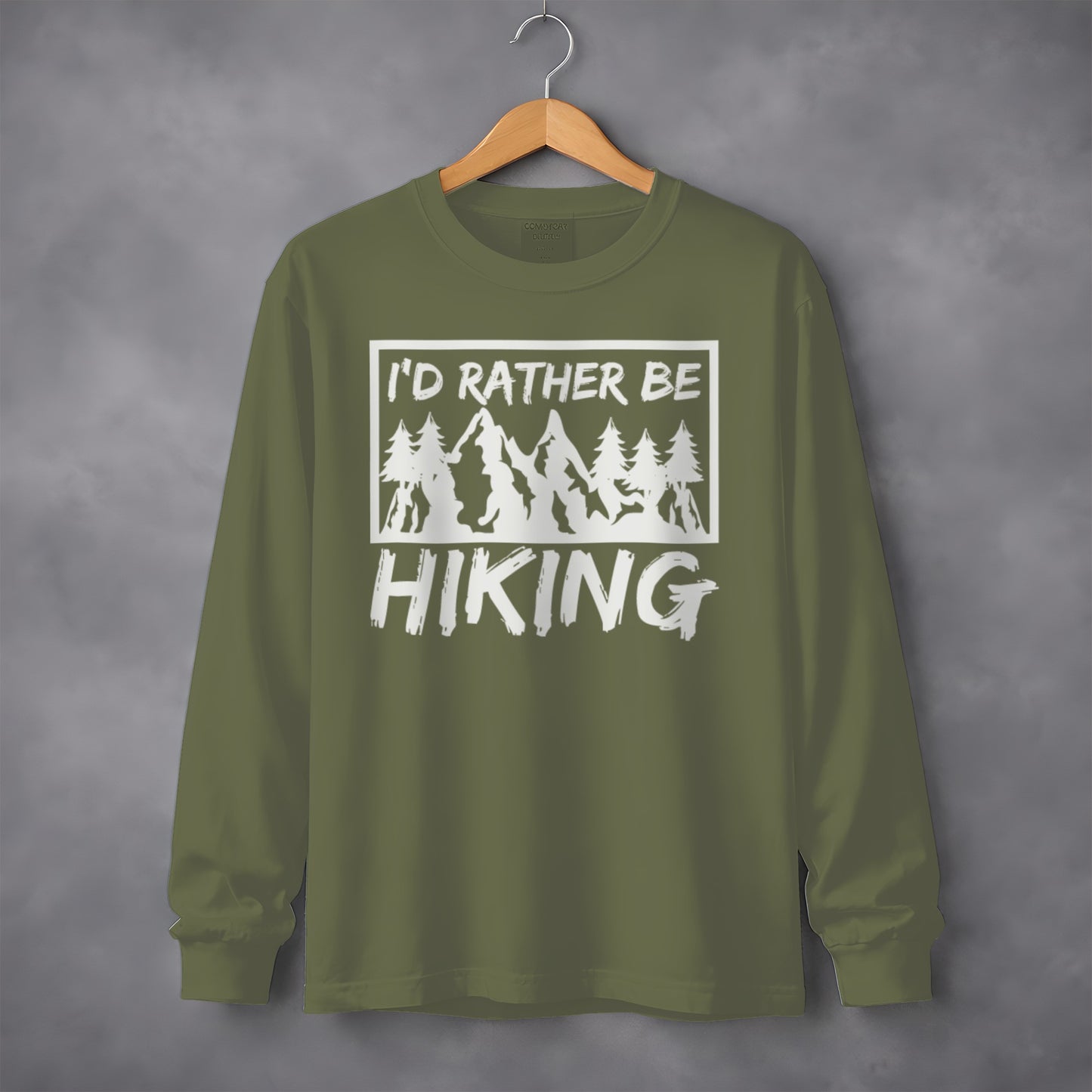 I'd Rather Be Hiking Mountain Graphic Long Sleeve T-Shirt Long Sleeve Tee - Outdoor & Adventure Collection - Mile Marker 16 Gear by Cloud 16 Clothing Co.