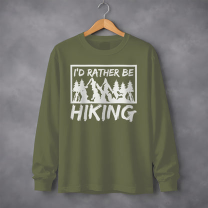 I'd Rather Be Hiking Mountain Graphic Long Sleeve T-Shirt Long Sleeve Tee - Outdoor & Adventure Collection - Mile Marker 16 Gear by Cloud 16 Clothing Co.